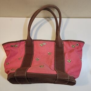 J. Crew pink and brown scotty dog cotton tote bag